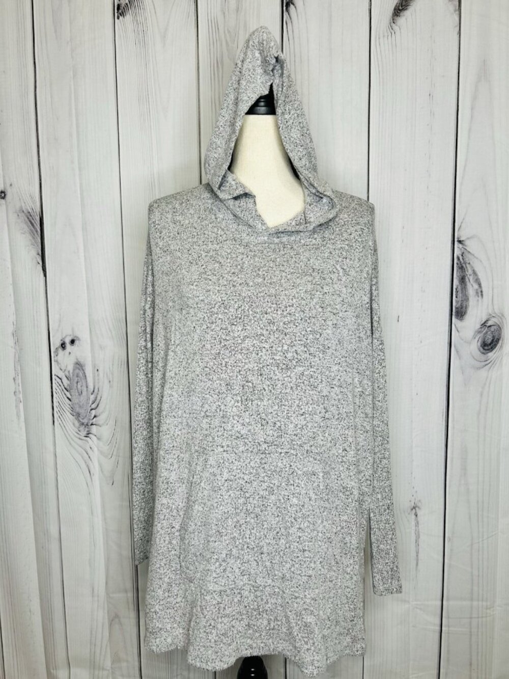 Lou & Grey for LOFT Women Gray Pullover Hoodie Size L Kangaroo Pocket Soft